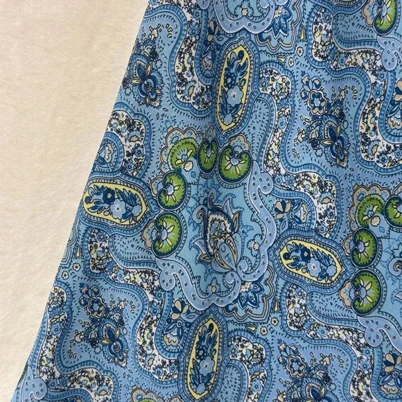 Gap Midi Skirt Womens 4 Blue Paisley A-Line High Rise VTG Summer 03' Y2K - Picture 2 of 9